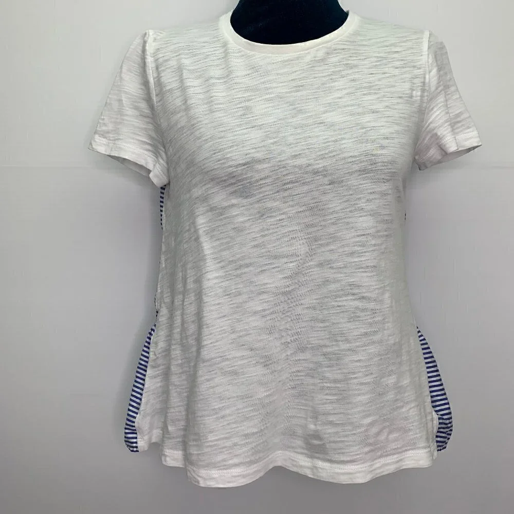 Kate Spade XS Ruffle Back Tee T Shirt Blue Stripe